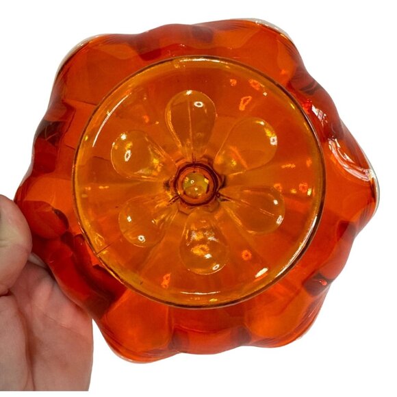 VTG VIKING AMBERINA CADMIUM CANDY DISH *IT GLOWS* 4.5" H X 7" W W/STICKER - Picture 9 of 9